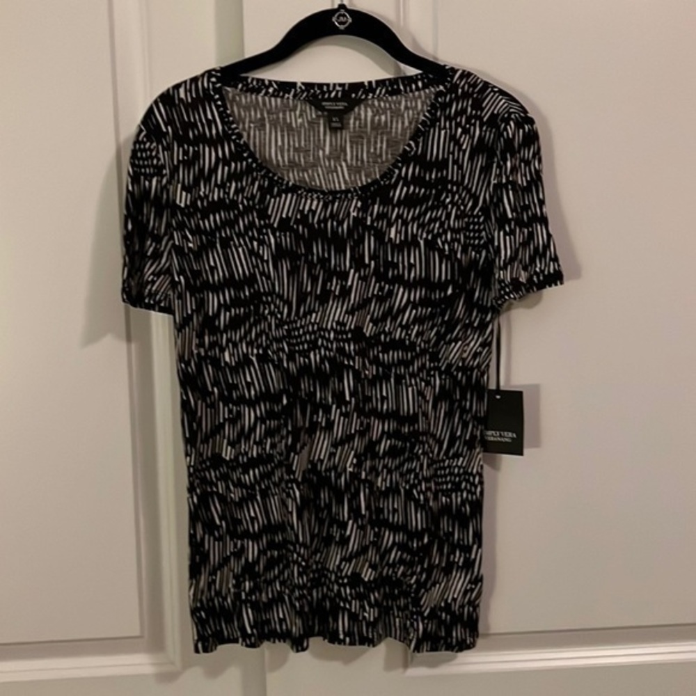 NWT Simply Vera Vera Wang Print Scoopneck Blouse Women’s XS Black Abstract